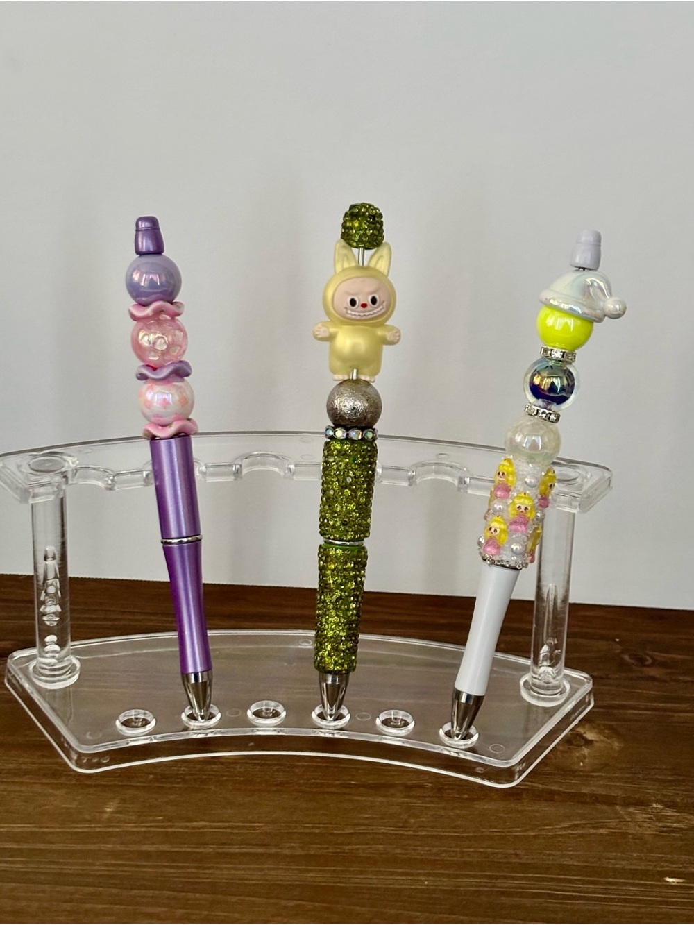3 PC Decorative Glitter Character Pen - Purple, Green, White